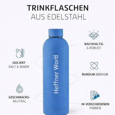 Personalisierte Edelstahl Thermosflaschen - 0,5l, 0,75l, 1l - Verschiedene Farben - Graviert