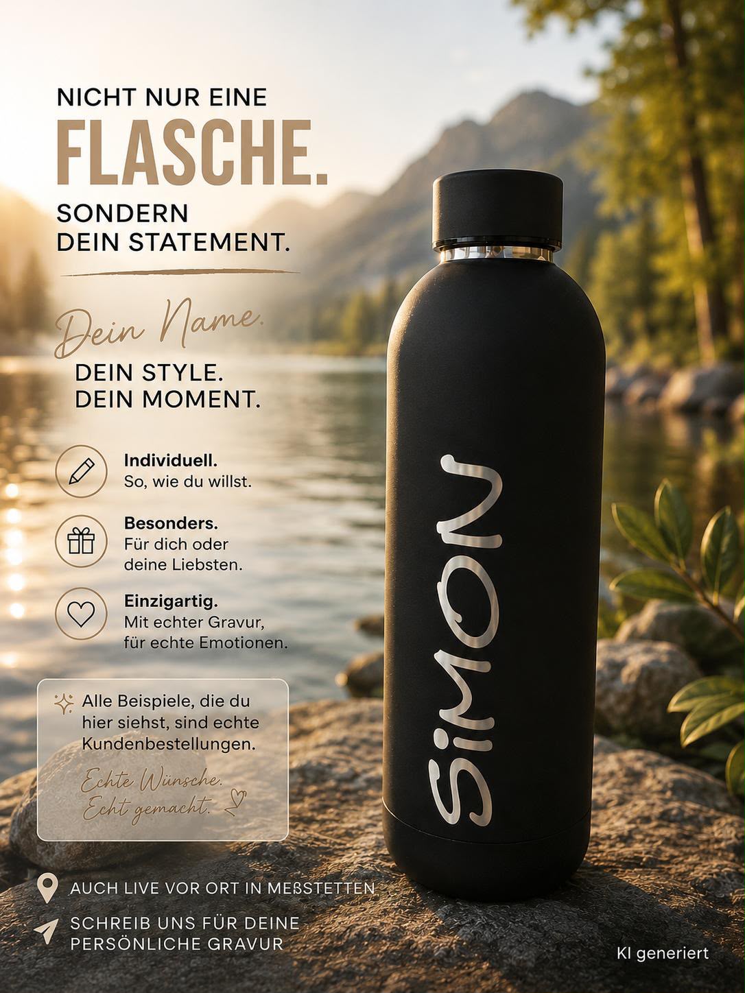 Personalisierte Edelstahl Isoflaschen - 0,75l, - Verschiedene Farben - Graviert