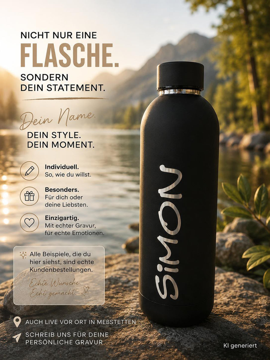 Personalisierte Edelstahl Isoflaschen - 1l - Verschiedene Farben - Graviert