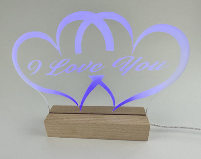 Personalisierte LED-Lichtlampe mit Zwei-Herzen-Design - Das perfekte Geschenk für Liebe und Verbindung - Heffner World - Heffner World