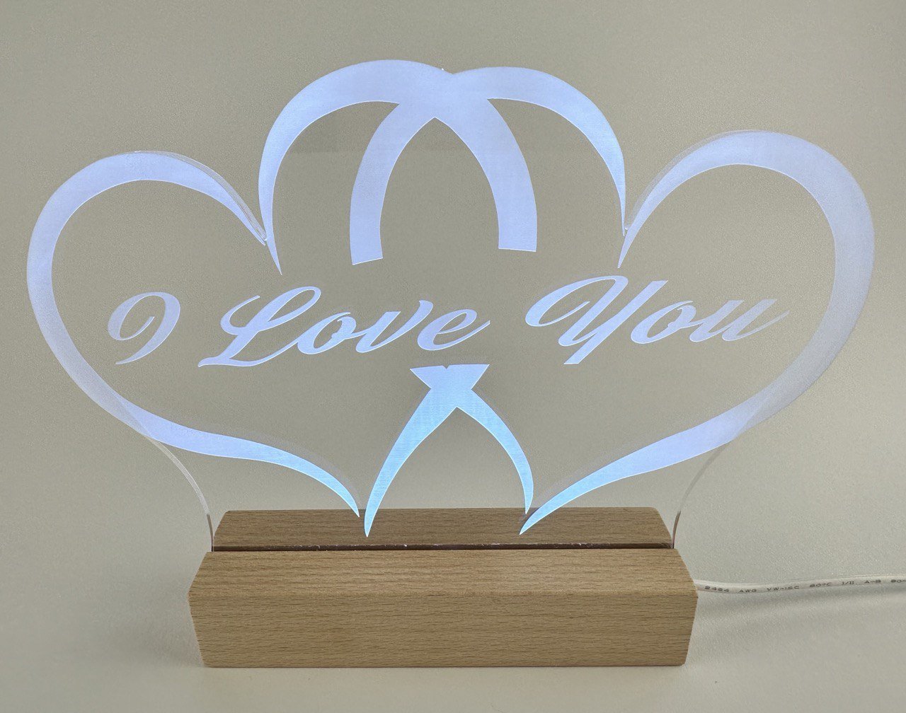 Personalisierte LED-Lichtlampe mit Zwei-Herzen-Design - Das perfekte Geschenk für Liebe und Verbindung - Heffner World - Heffner World